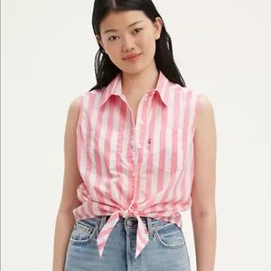LEVI’S Pink Striped Sleeveless Davina Waist Tie